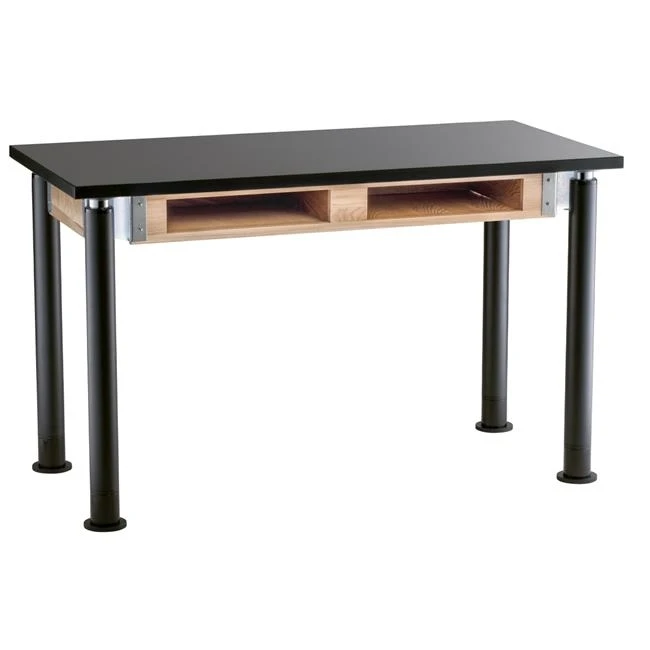 National Public Seating SLT2454AH-10-BC 24 x 54 in. Chemical Resistant Top with Book Compartments Science Table & Black Legs