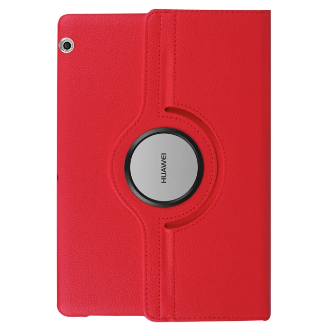 360 Вращающийся Кожаный чехол для huawei MediaPad T5 10 AGS2-W09/L09/L03/W19 10,1 дюймов чехол для планшета+ пленка+ ручка - Цвет: Red