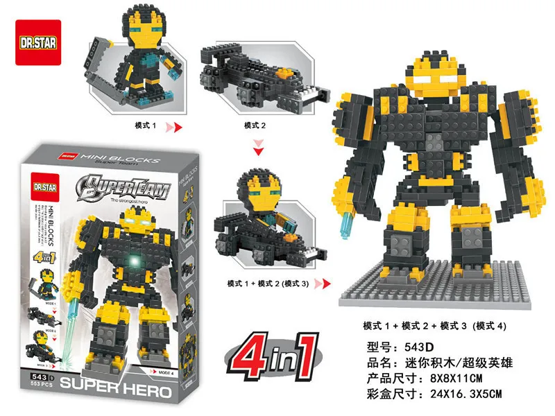 Оптовая Новый 4in1 Доктор Звезды Блоки Super Hero Мини Ironman DIY Строительство Игрушки