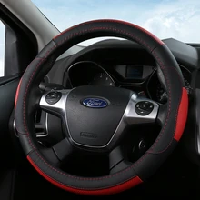 KKYSYELVA Steering-Wheel Black Car Sport Steering Wheel Cover Leather Steering Covers Universal 38CM wheel cover KKYSYELVA Steering-Wheel Black Car Sport Steering Wheel Cover Leather Steering Covers Universal 38CM wheel cover