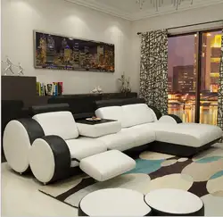 Гостиная диван угловой L натуральная коровья кожа секционные диваны минималистский современный muebles де Сала moveis para casa