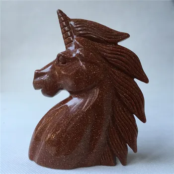 

GJ Hand Carved Cheap 4'' Cheap Gold Sand Stone Quartz Crystal Unicorn for Gift