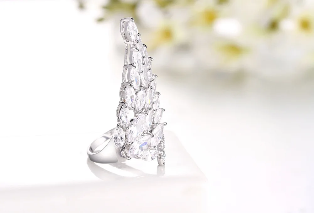 Блестящие полностью хрустальные Крылья Ангела милые кольца для пальцев для женщин роскошный бренд AAA CZ обручальное свадебное кольцо вечерние ювелирные изделия Bijoux
