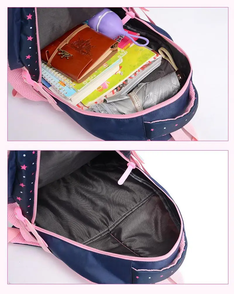 Комплект из 3 предметов; школьные сумки для девочек; водонепроницаемый нейлоновый Детский рюкзак с рисунком звезды; рюкзак для ноутбука; школьный рюкзак для девочек-подростков; Mochila Escolar