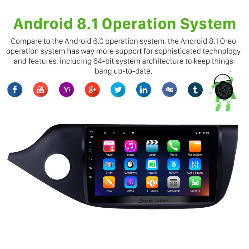 Seicane 2din Android 8,1 " Сенсорный автомобильный Радио gps мультимедийный плеер для 2012 2013 Kia Ceed LHD головное устройство поддержка RDS