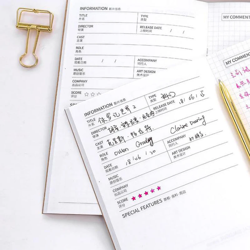 

1 Pcs Moive Evaluate Standard Pocket Kraft Paper Notebook Notepad Diary Journal Traveler's Refill Planner Organizer Stationery