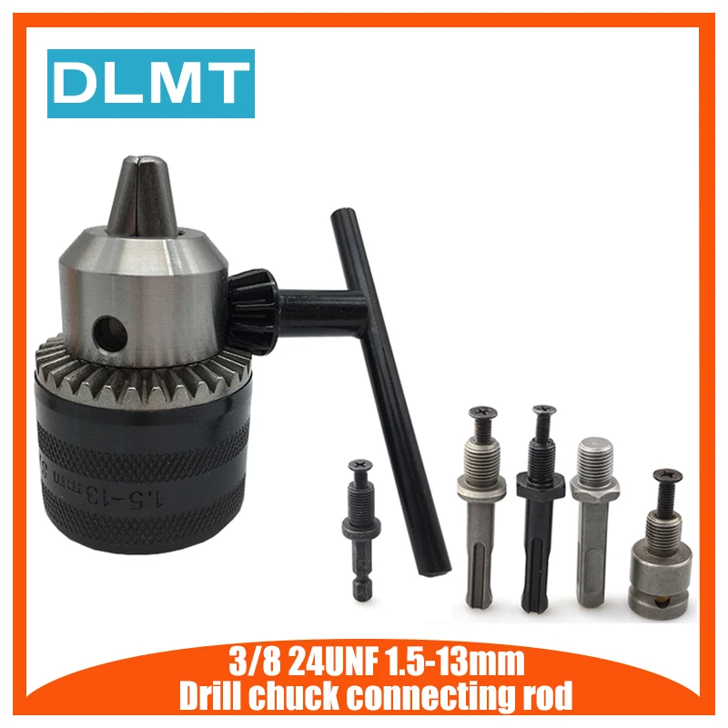 

1.5-13mm Drill Chuck Driver Converter 3/8 Inch 24UNF With 1/4 Inch Hex Shank Key Adaptor Round handle