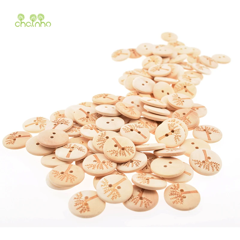 

2 Holes Wooden Button For DIY Scrapbooking Patchwork Sewing/Decorative Button For Crafts & Home Decoration Carved Tree Series