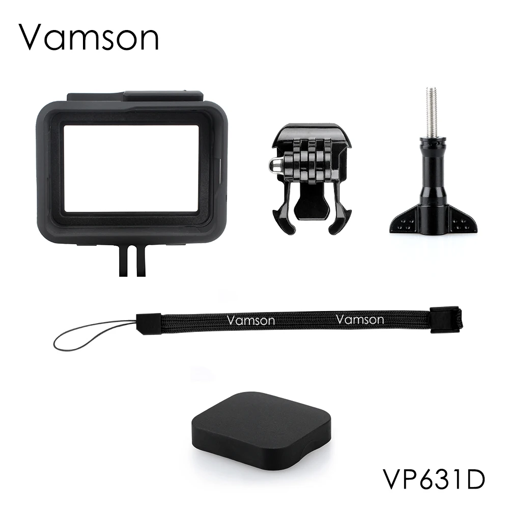 Чехол Vamson с базовым креплением, защитная рамка, чехол для Go pro, аксессуары для экшн-камеры Hero7 6 5, черный 7, серебристый/белый VP631 - Цвет: VP631D