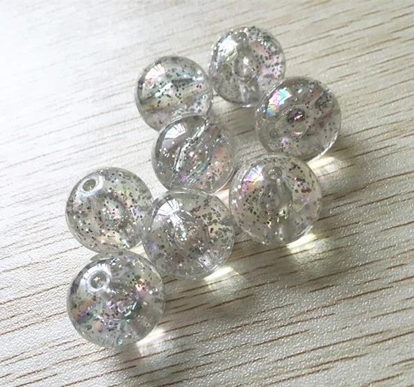 

20MM/16MM/12MM (Choose the size) Built-in glitter silver color clear AB Chunky beads for Necklace Jewelry