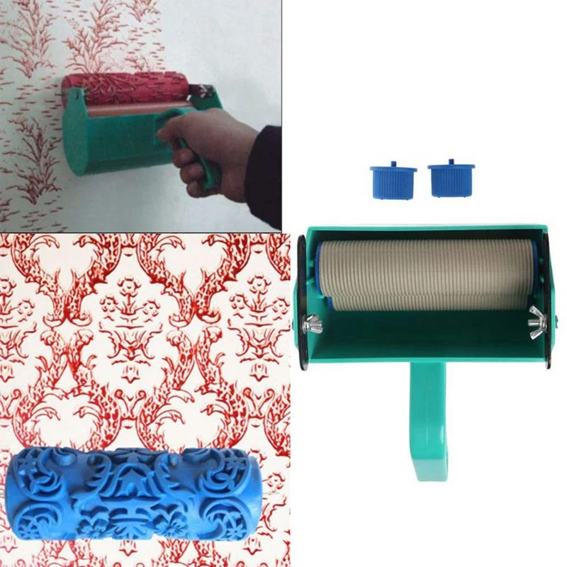 Узор кисточки декоративные фактурный валик с тиснением Пластик ручка с монохромным покрасочная машина для отделки стен