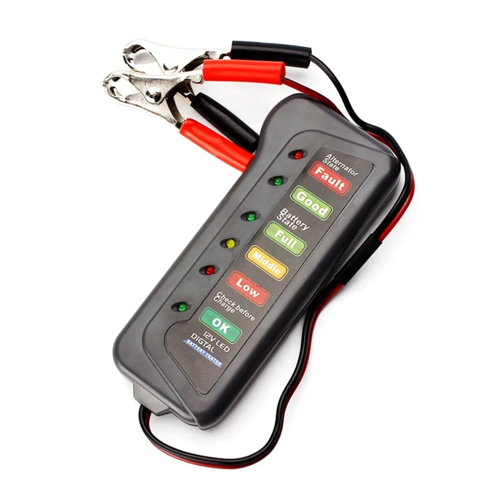 

QX3012 Portable 12 Volt LED Digital Battery / Alternator Tester Car Battery Tester with Clamps and Light Indicators high quality