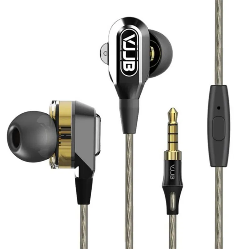 Lowest Price VJJB V1 V1s Dual Driver Earphones Noise Cancelling Ear Buds 3.5MM In-ear Music Earbuds High Quality Stereo Earphone With Mic