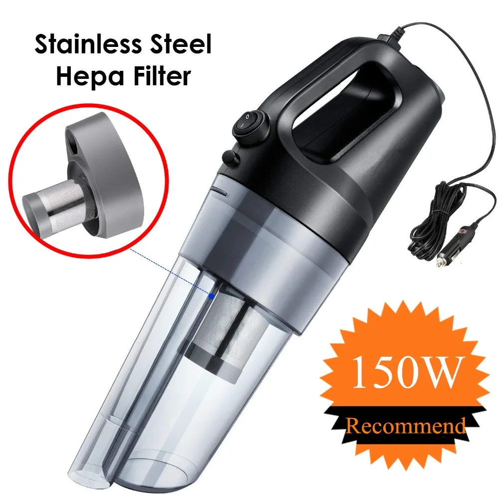 DC 12V 150W Car Vacuum Cleaner 4000pa Portable Handheld Auto Vacuum