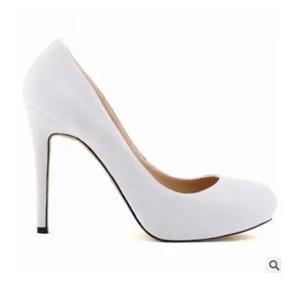 Loslandifen/милые вечерние женские туфли на высоком каблуке с круглым носком; большие размеры 35-42; модные однотонные повседневные весенние туфли-лодочки - Цвет: white flock