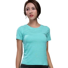 Женский топ для йоги с коротким рукавом спортивная футболка быстросохнущие дышащие упражнения одежда для фитнеса спортивный спортзал бег рубашки