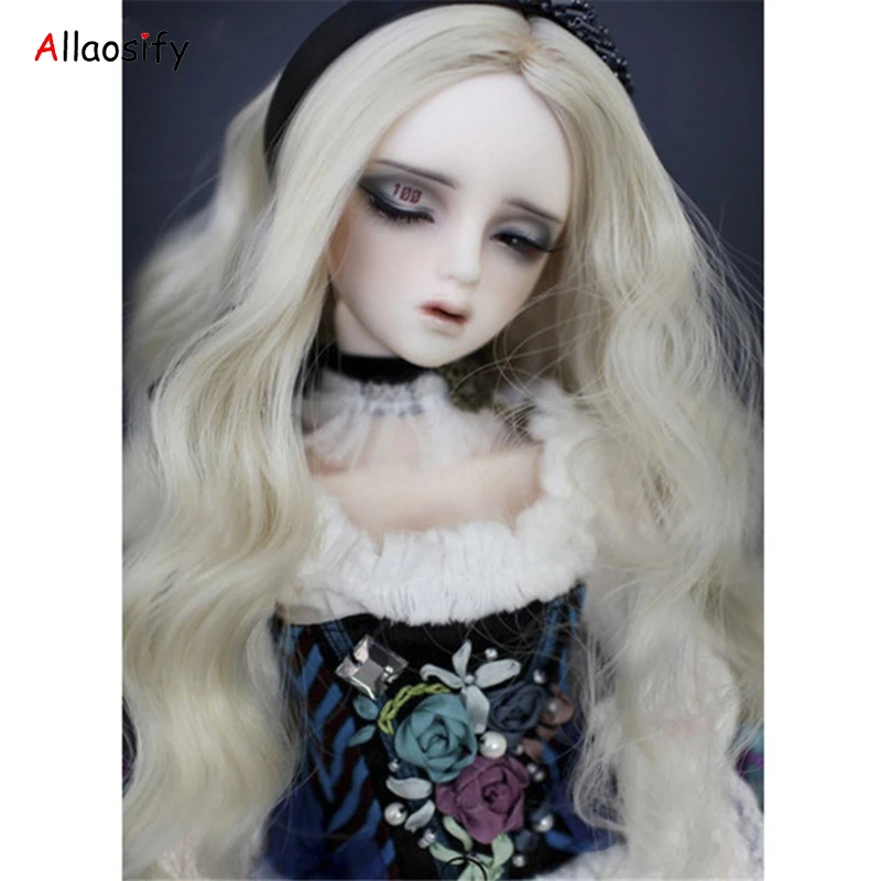 

Allaosify Fashion Style 1/3 8-9" Bjd Wig HighTemperature Long Wavy Wig MSD SD For BJD Doll
