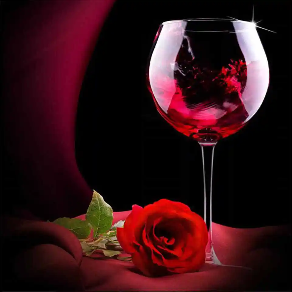 HUACAN 5D DIY Алмазная краска полный квадратный винный бокал розы из бриллиантовой вышивки Алмазная Цветочная мозаика наборы ручной работы подарок - Цвет: F5705