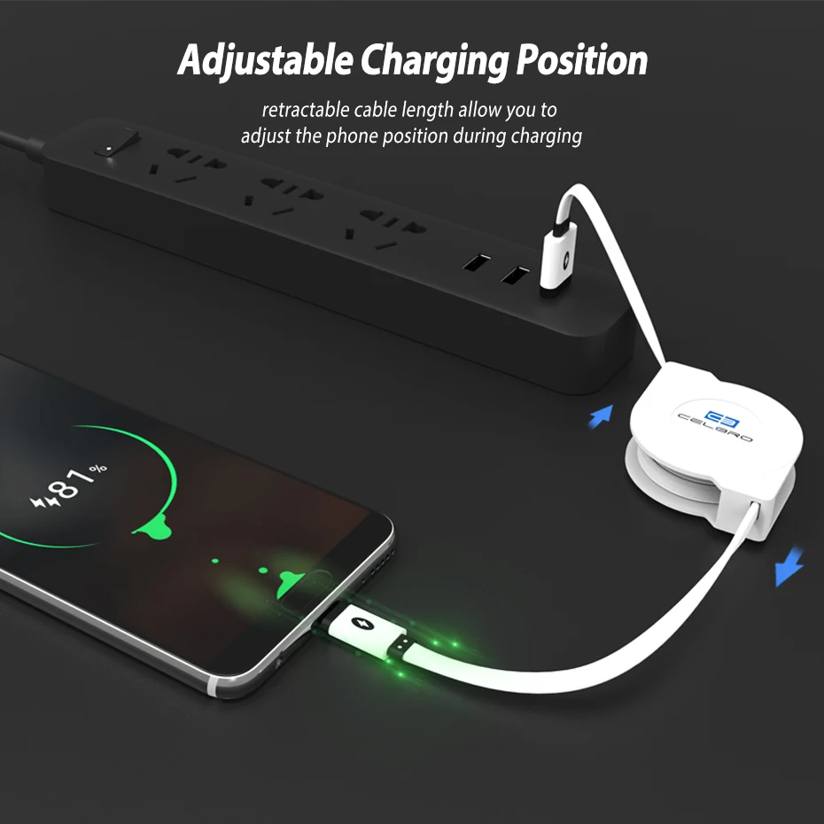 5 В/2A зарядное устройство для телефона адаптер 1 м/2 м/3 м выдвижной USB-C usb type C зарядный кабель для huawei P9/P10/Plus Honor 8 Xiaomi mi A1/mi x