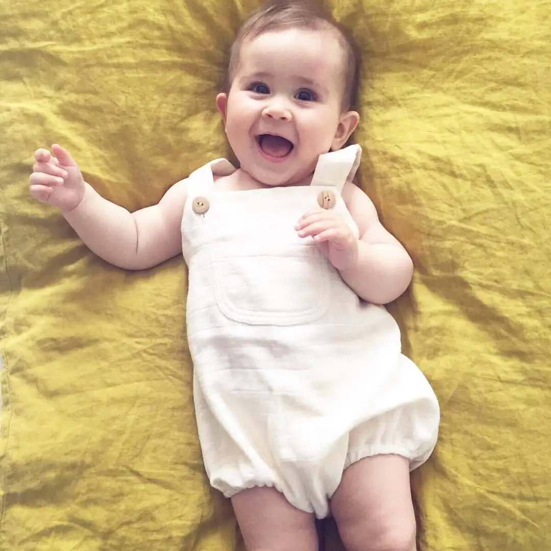 Ins Hot Toddler Baby Boy Girl Overalls Linen Casual Clothings Kids