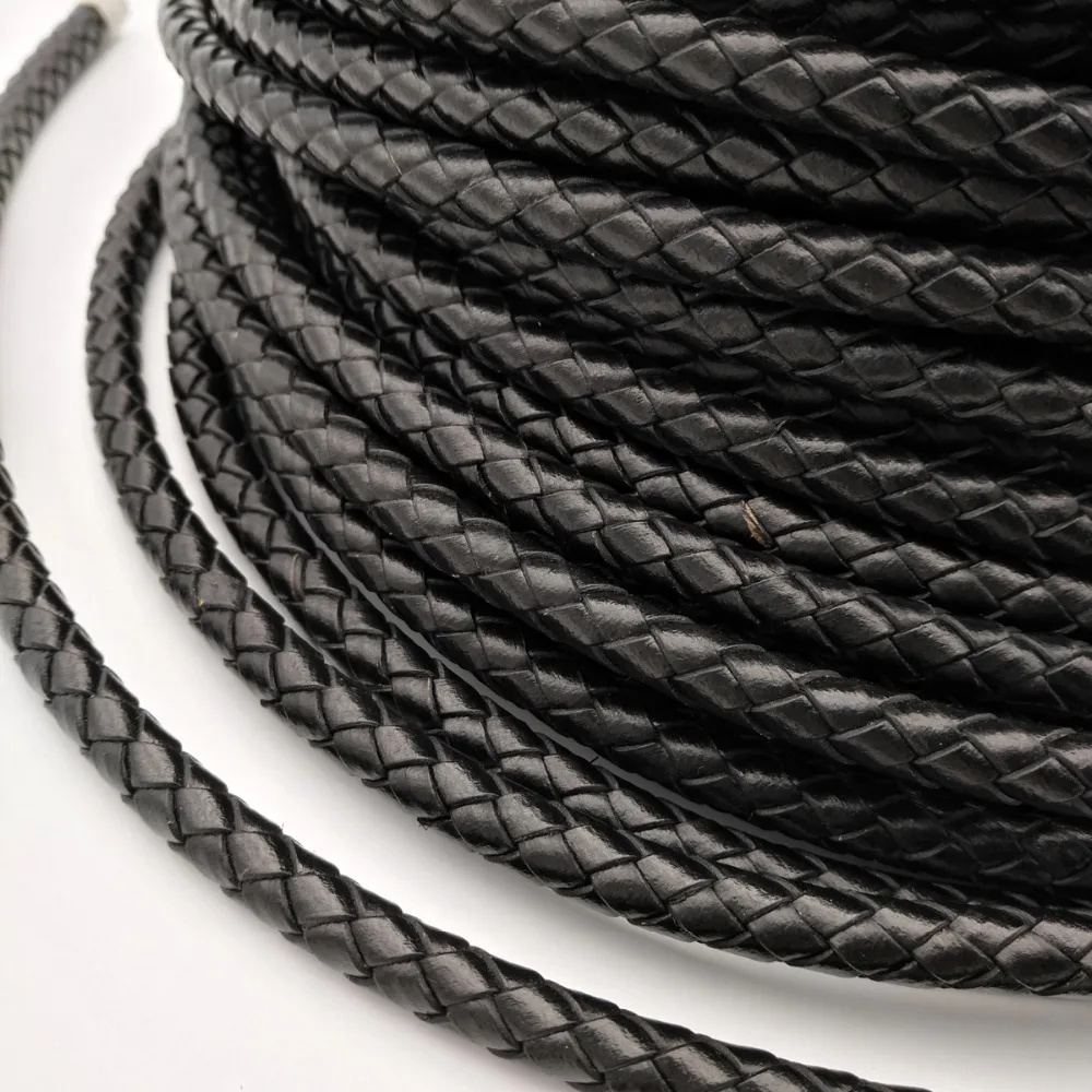

8mm Black Genuine Leather Braided Cord 8mm Leather Braided Bracelet Strap RLG8M75-4