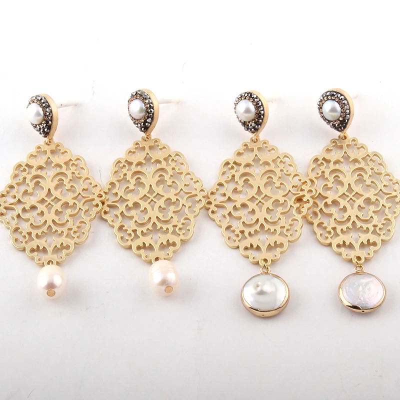 

Fashion Crystal Link Metal Drop Pearl Earring