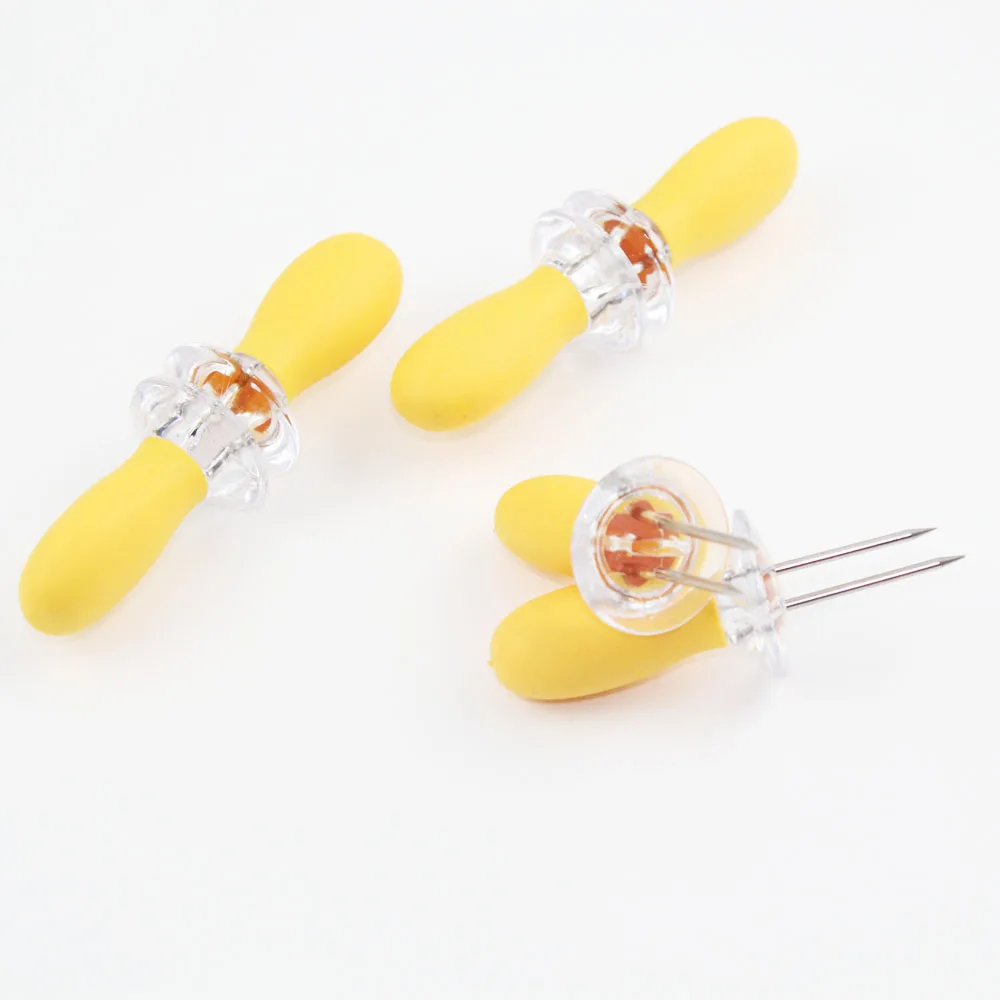 Promotion 4 Pairs Cute Barbecue Corn Holder Set BBQ Grill Skewers