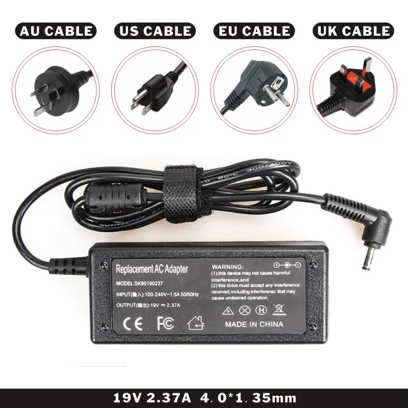 FDBRO Universal For ASUS VivoBook X540S X540 X540L X540LA 19V 2.37A 4.0*1.35 Laptop AC Power Adapter Charger Battery Supply