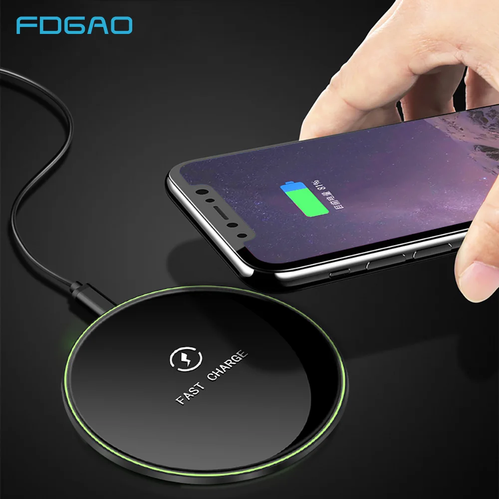

FDGAO 10W Qi Fast Wireless Charger Pad For iPhone X XR XS Max 8 Samsung Note 9 8 S8 S9 Plus S7 Usb Phone Wireless Charging Quick