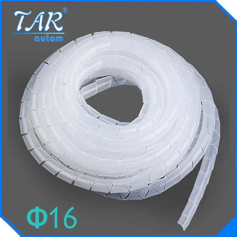 

Free shipping 10M Dia 16mm Spiral Cable wire Wrap Tube Wrap Tube Cordon spiral bands Spiral Wrapping PE Beam line protective
