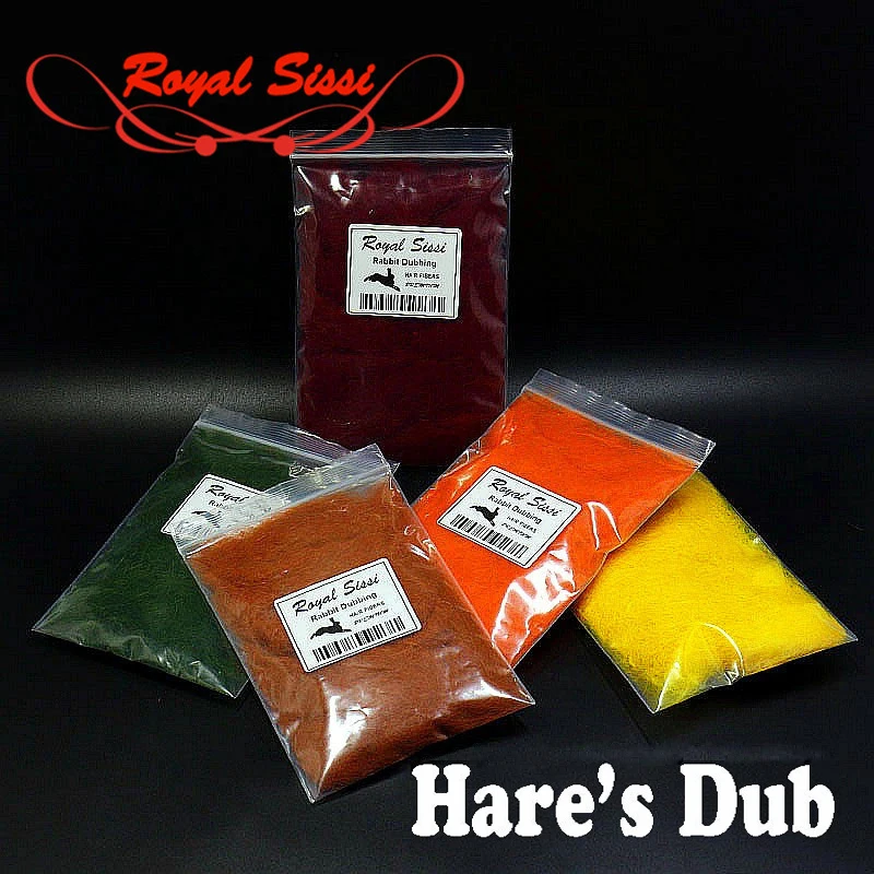 Royal Sissi 15 optional colors fly tying hare's dub genuine soft rabbit hair fiber little guard hairs spiky body tying materials new 5 optional colors fly tying uv ice dub ultraviolet sparkle living fibers ice dubbing fiber synthetic hair fly tying material