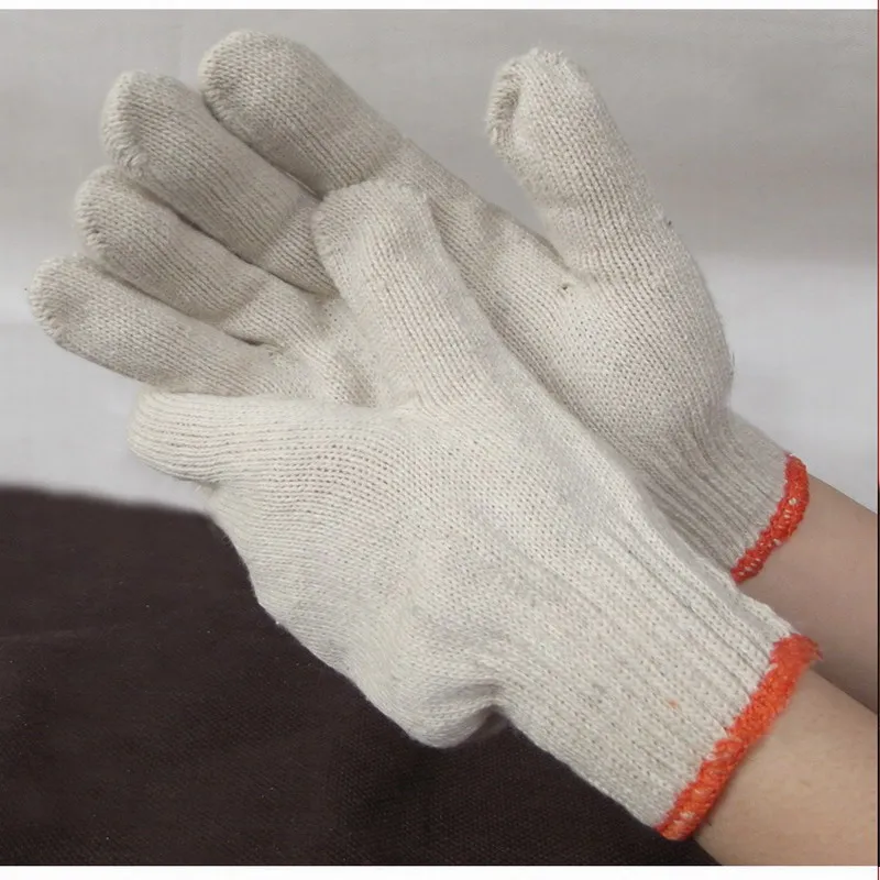 Белые трикотажные хлопчатобумажные перчатки для садоводства рабочие защитные перчатки