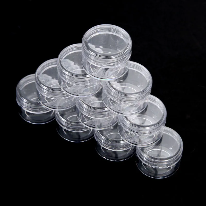 5 قطعة 10g/15g/20g مجموعة مستحضرات تجميل بلاستيكية فارغة ماكياج جرة الأواني شفافة عينة زجاجات عينيه كريم الشفاه علبة بلسم صناديق