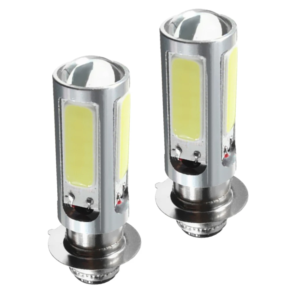 

1 Pair Motorcycle COB Light Bulbs Headlight DC 12V 5 COB SMD LED For Motorcycle/ATV With H6M / PX15d / P15D25-1 Socket Aluminum