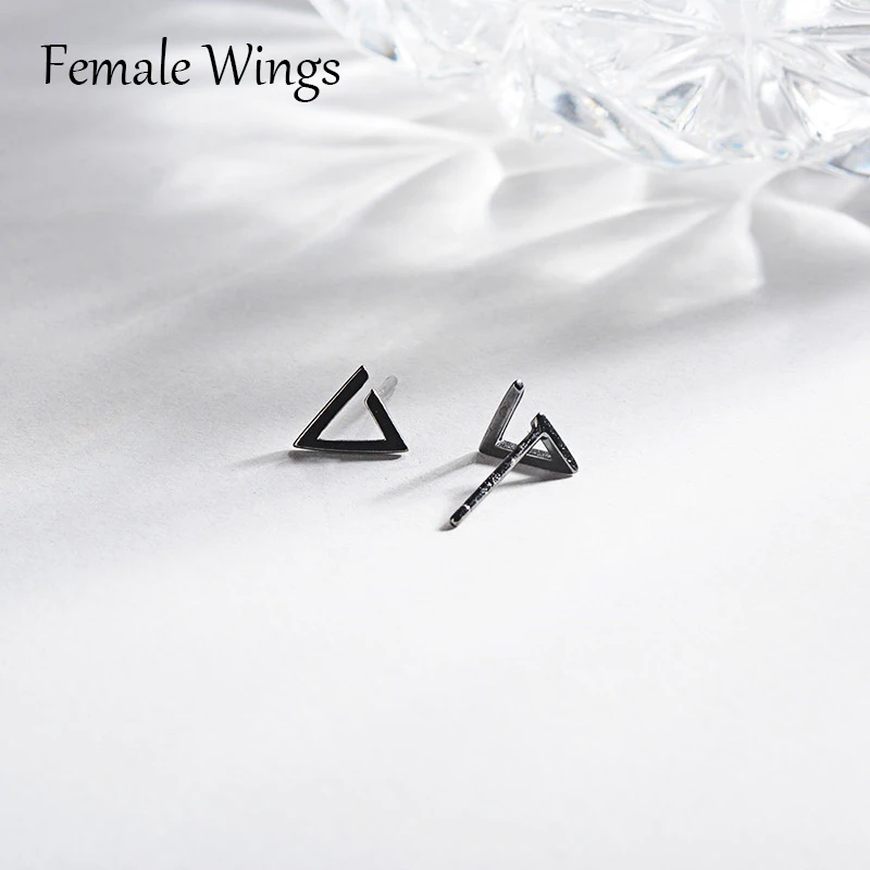 

Female Wings 925 Sterling Silver Stud Earrings for Women Triangle Shape Elegant Wedding Jewelry Pendientes Mujer Moda FE125