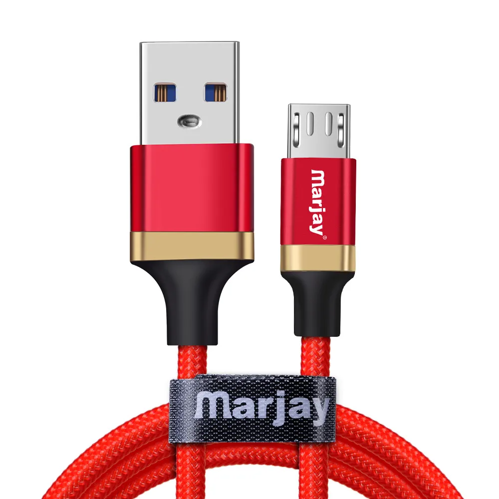 Marjay 2.4A Micro USB кабель Быстрая зарядка зарядное устройство шнур для samsung S7 Xiaomi Redmi Note 5 планшет Android, телефон Microusb кабель - Цвет: Red For Micro Usb