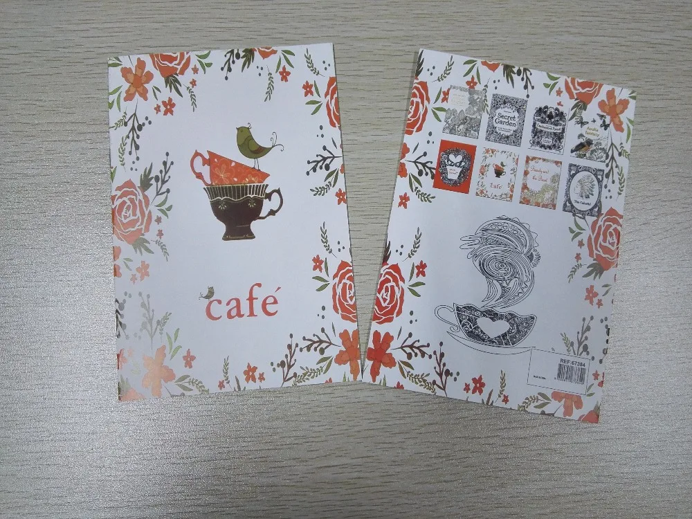 

English Edition CAFE 16 Pages Secret Garden Styles Coloring Book For Adult Relieve Stress Painting Drawing Books