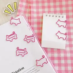 10 шт./лот милые мини-декоративные металлические розовый поросенок бумага с Фламинго клипы закладка скрепки офисные аксессуары
