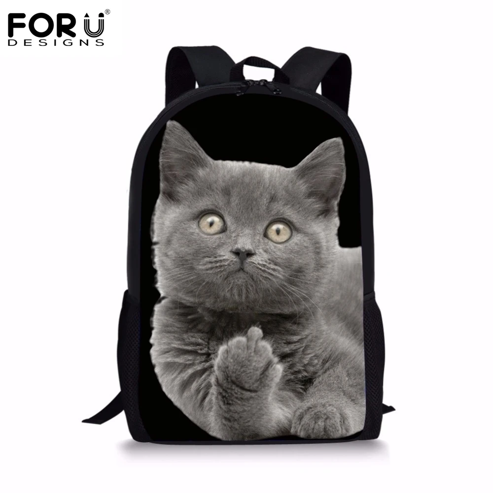 Модный женский школьный рюкзак FORUDESIGNS с 3D забавным котом для девочек подростков