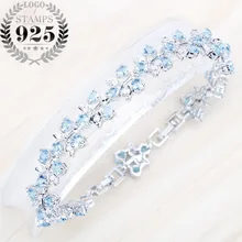 BELLE NOEL, серебро 925, ювелирное изделие, голубой кубический цирконий, камни, модный браслет для женщин, Ювелирная коробка