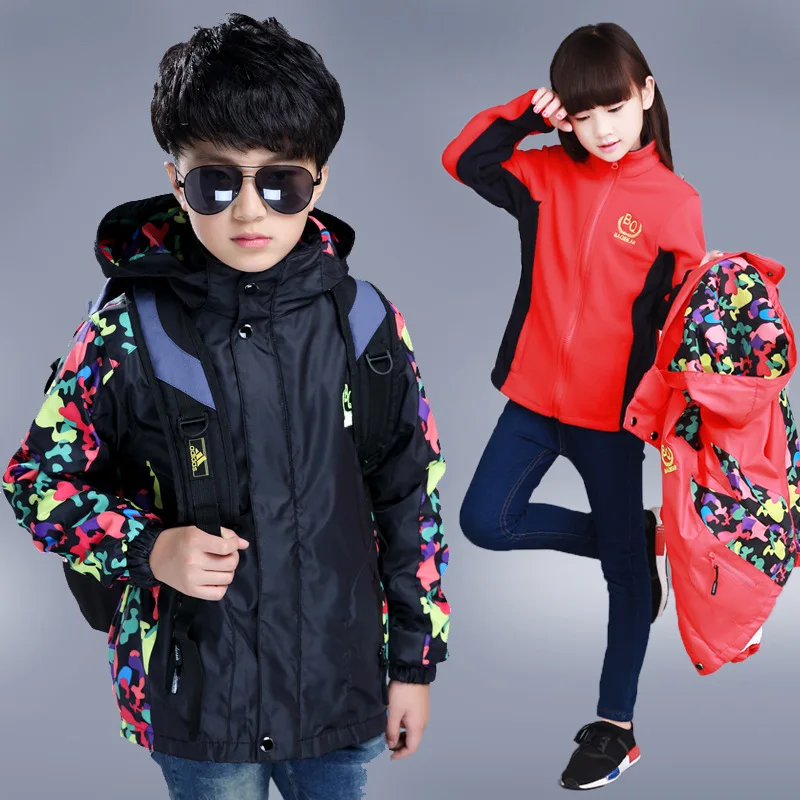 

2019 Children Waterproof 2pcs Coat (Fleece Tops + Windproof Coat) Baby Jackets Outerwear Autumn Winter Jacket for Girls Boys