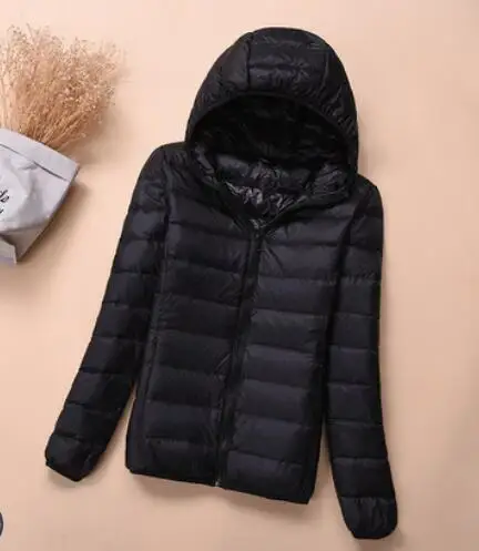 SEDUTMO зимние куртки размера плюс 4XL, женские пуховики, ультра-светильник, пальто на утином пуху, короткая куртка с капюшоном, весенние парки ED658 - Цвет: hoodie black