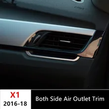 Sia Lato Aria Condizionata Presa Trim Strisce 2 pz per BMW X1 2016-18 lega di Alluminio Car styling Centro Console decorazione