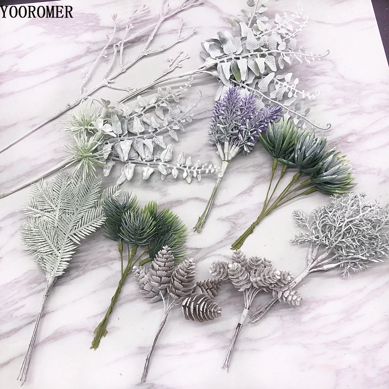 

YOOROMER 1pcs Artificial Plants Pine Branches Christmas tree Wedding Decorations DIY Handcraft Accessories Children Gift Bouquet
