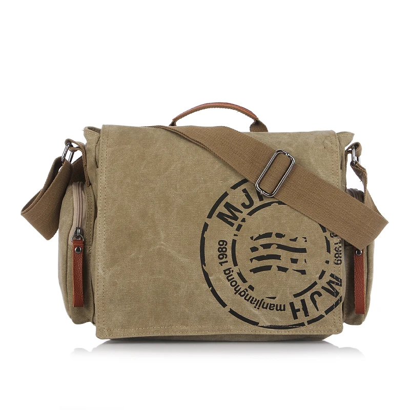 New Men&#39;s Handbags Canvas Shoulder Bags Men Satchel Crossbody Bag Letter Printing Vintage Canvas ...