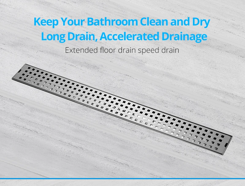hm Anti-odor Bathtub Shower Drainer Strainer 60cm 304 Stainless Steel Gravity Flushing Deodorization Type Square Floor Drain (1)