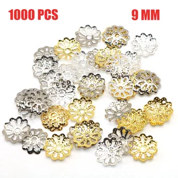 

1000pcs 9mm Wholesale Ten Leaves Beads Caps Silver Plated Flower Petal End Spacer Beads Caps Charms For Jewelry Making