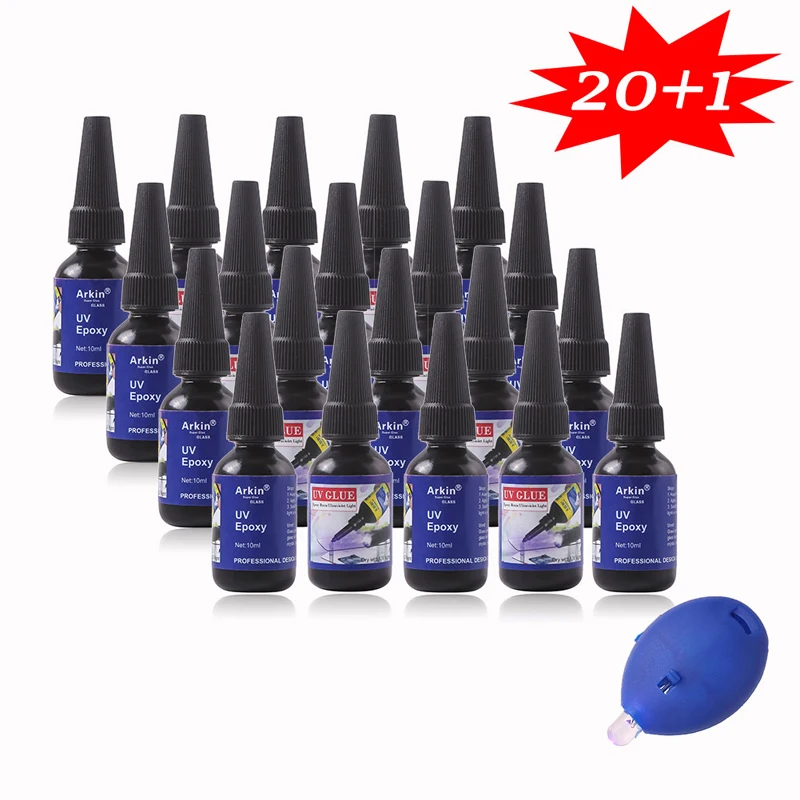 

20Pcs Epoxy Glue UV Resin Fix Light Liquid Super Strong LCD Touch Screen Metal Glass Bond Waterproof 5 Second Craft Adhesive 502