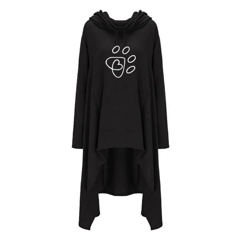 For Women Letters Print Long Irregular Sweatshirts Tops Hoodies Women Kawaii Girls Youth Frauen Casual Plus Size Creative
