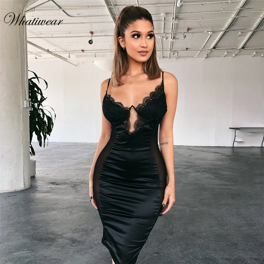 Whatiwear женское сексуальное белье шелковая ночная рубашка атласная и кружевная в